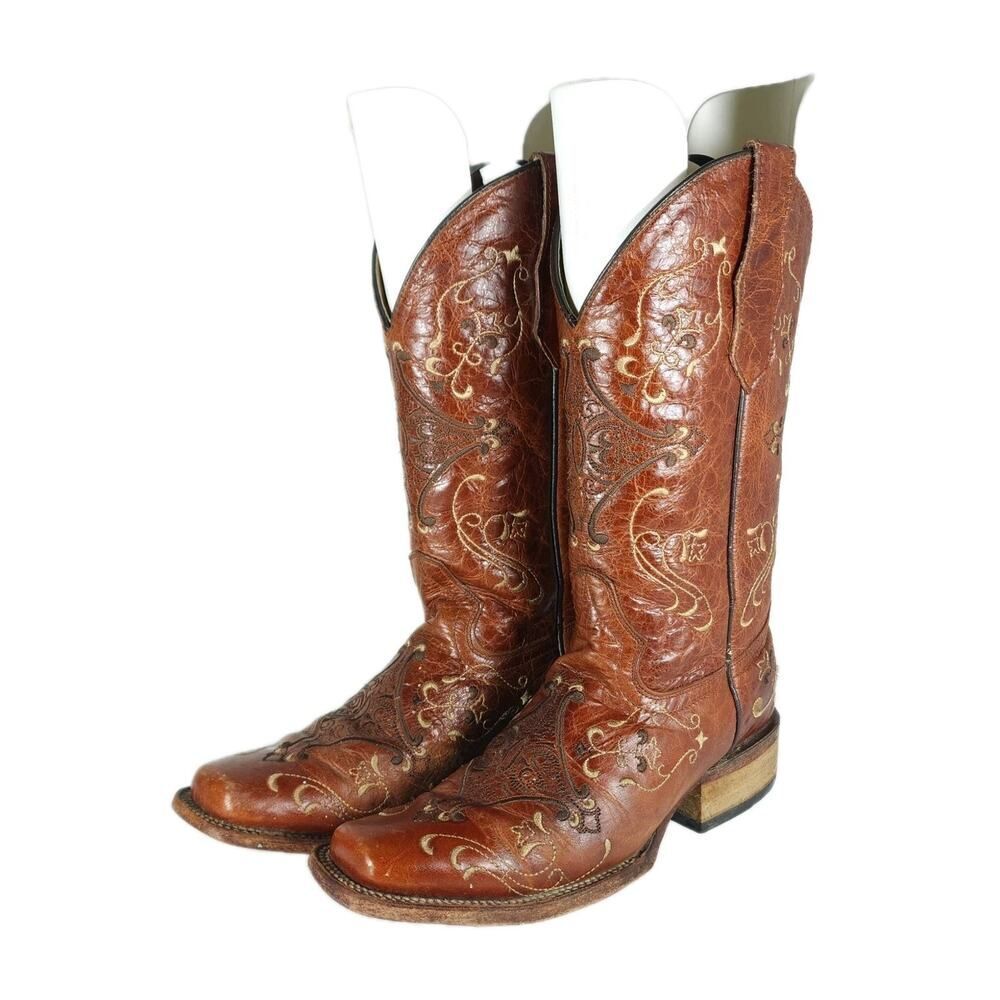Circle G Corral Women US 8M Brown Leather Embroidered Cowgirl Western Boots
